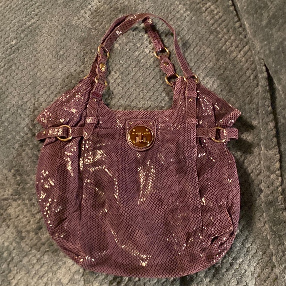 Elliott Lucca Purple Leather Snakeskin Hobo